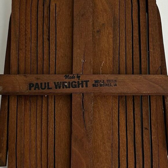 Paul Wright Collapsible Brown Wooden Basket With Handle Oval Shaped Storage - Picture 11 of 12